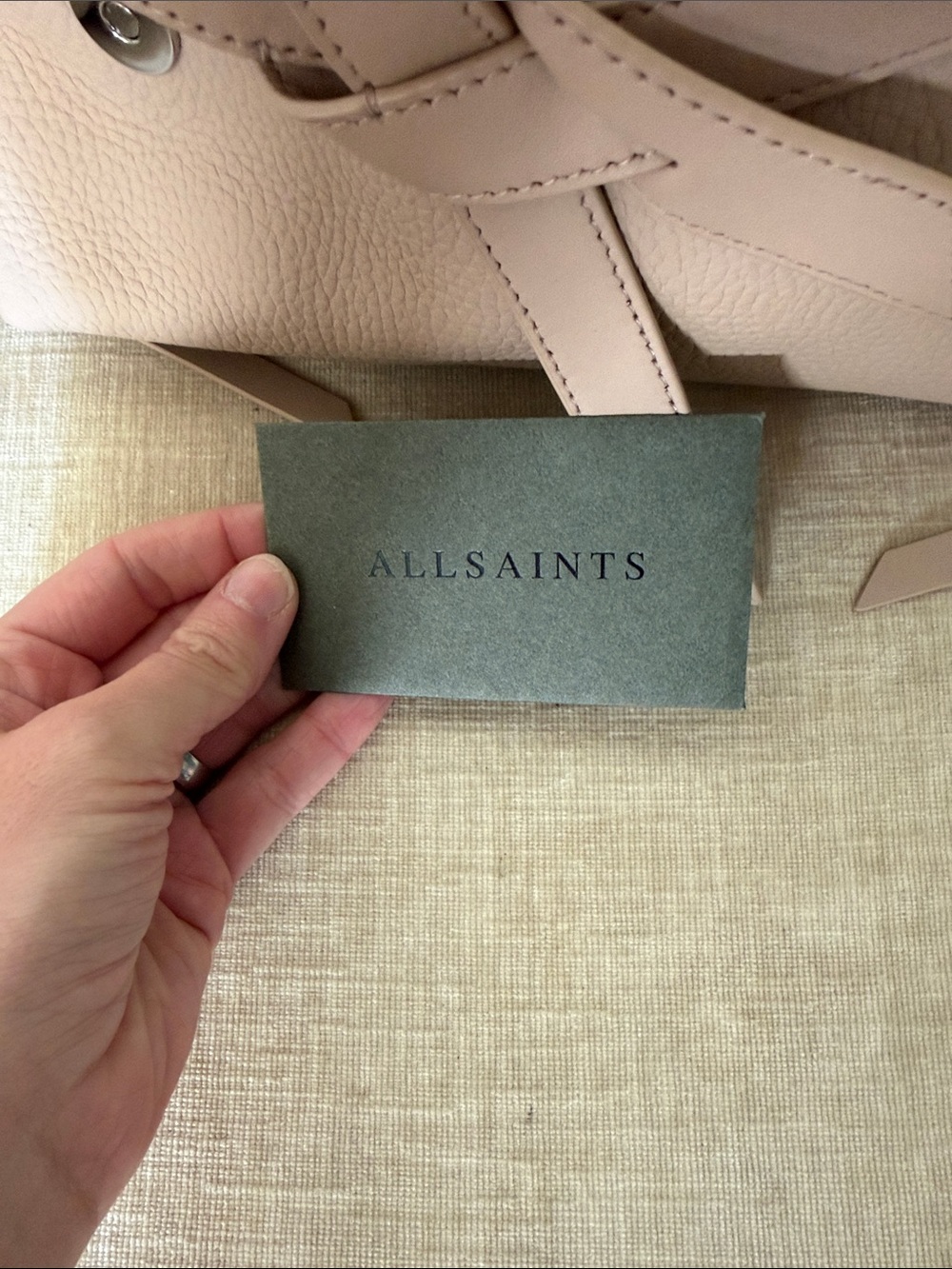 AllSaints Pebbled Leather Shoulder Bag in Light Tan/Taupe - Picture 7 of 7
